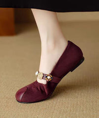 Handmade Splicing Flat Shoes Mulberry Suede Nail Bead