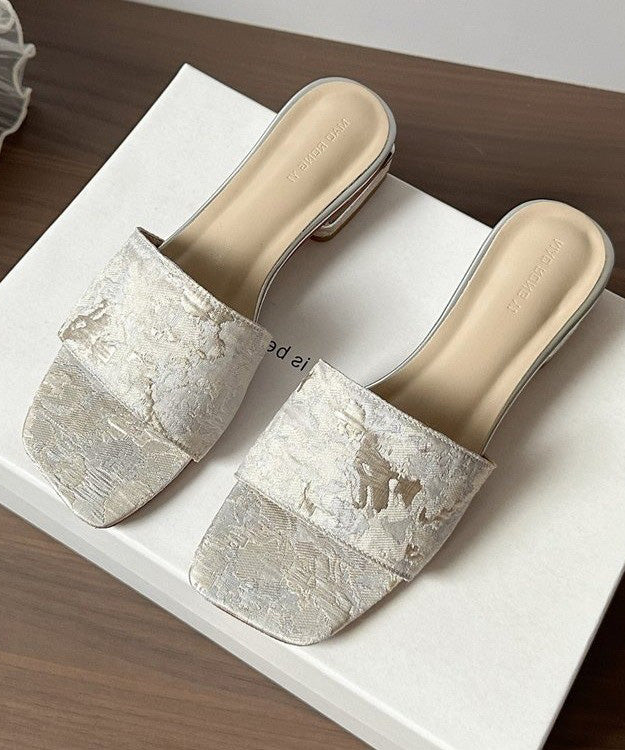 Summer Apricot Embroidery Slide Sandals Peep Toe