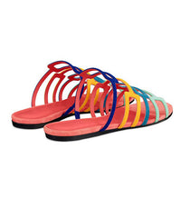 Multicolor Suede Splicing Stylish Slide Sandals Peep Toe