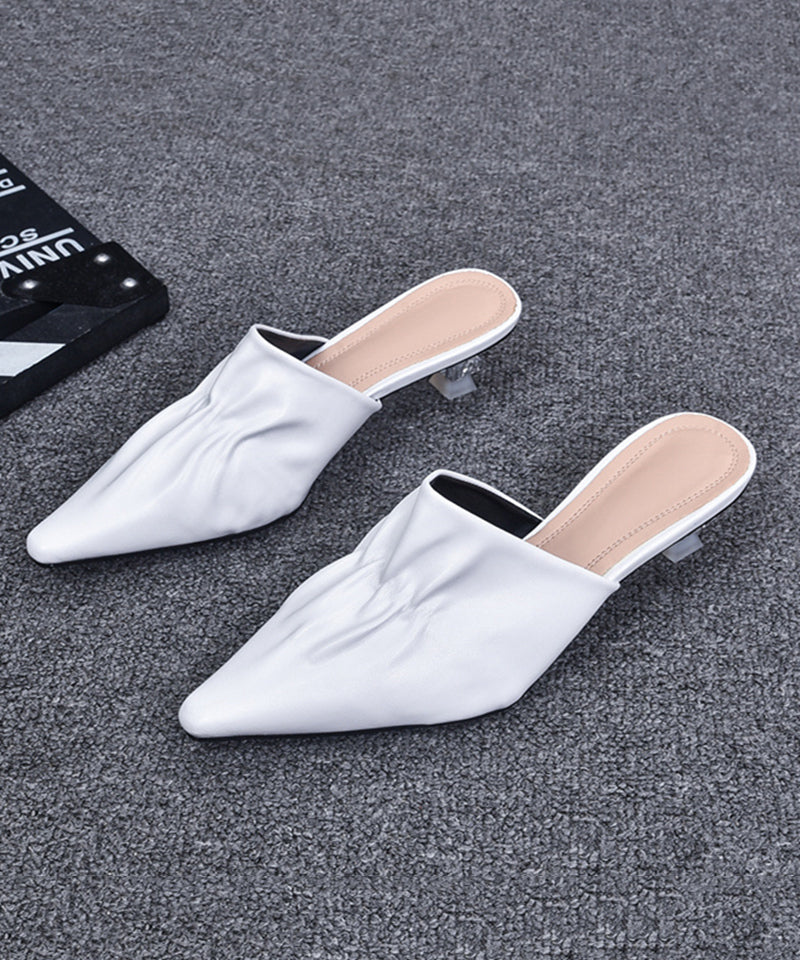 Rose Chunky Heels Slide Sandals Pointed Toe