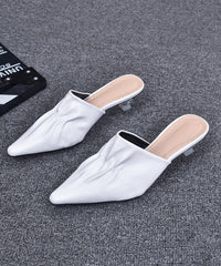 Rose Chunky Heels Slide Sandals Pointed Toe