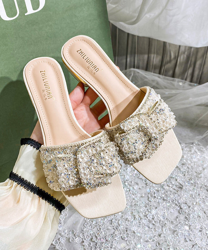 Summer Blue Zircon Peep Toe Slide Sandals