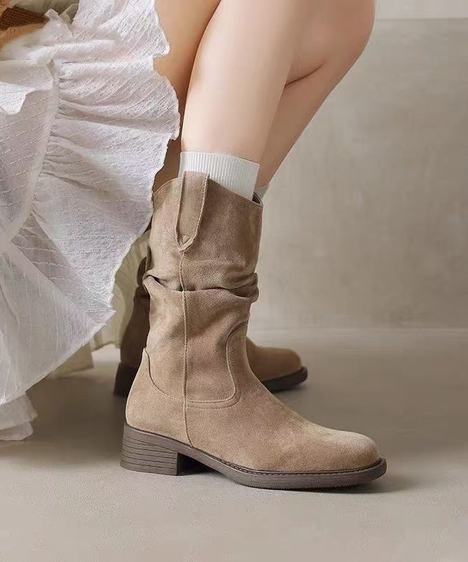 New Apricot Suede Splicing Boots