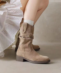 Apricot Suede Splicing Boots