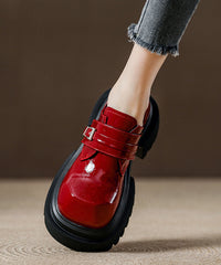 Red Loafer Shoes Platform Faux Leather