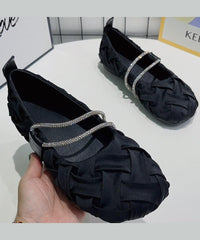 Black Wrinkled Comfy Flat Shoes