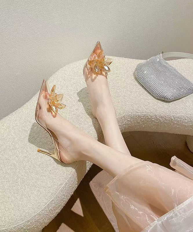 Stylish Splicing Stiletto Sandals Silver Pointed Toe Crystal Floral