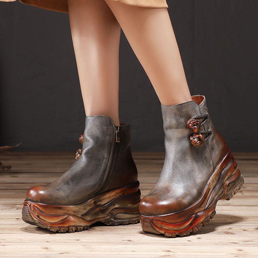 Cozy Leather Handmade Ethnic Height Inceasing Boots Shoes