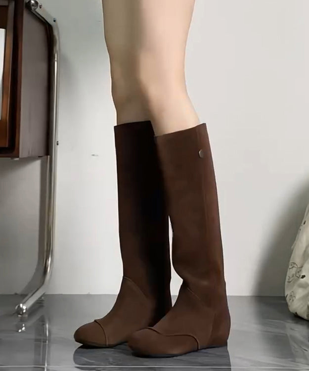 Boutique Comfortable Brown Splicing Wedge Boots