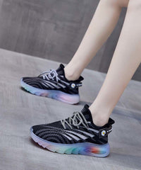 Pink Lace Up Splicing Breathable Mesh Platform Sport Shoes