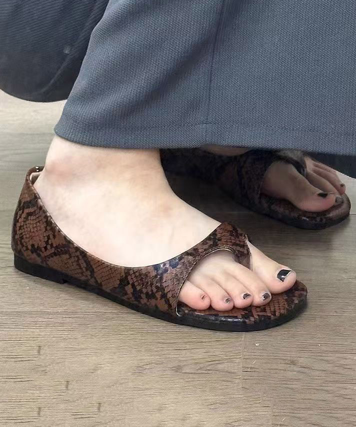 Leopard Faux Leather Thong Sandals