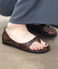 Leopard Faux Leather Thong Sandals