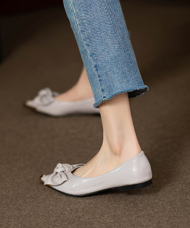 French Black Pointed Versatile Bow Flat Shoes