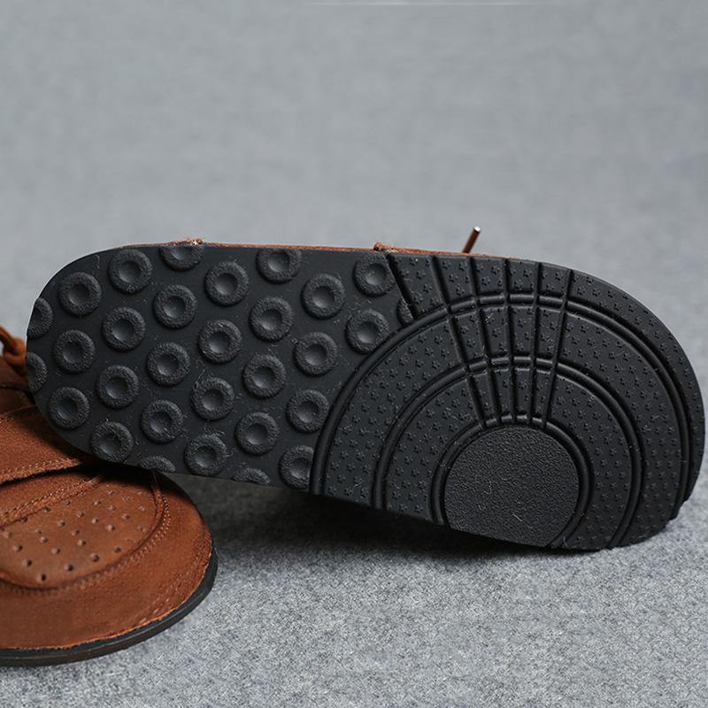 Fine Chocolate Lace Up Hollow Out Cowhide Leather Slippers