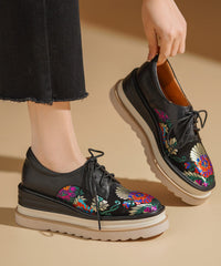 Yellow Embossed Wedge Shoes Lace Up