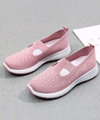 Platform Flat Shoes For Casual Pink Breathable Mesh