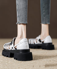 Platform Black Leopard Roman Sandals Hollow Out Design