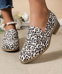 Unique Pink Leopard Original Design Flat Shoes Faux Leather