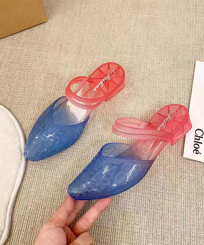 Yellow Graphic Chunky Slide Sandals Pointed Toe