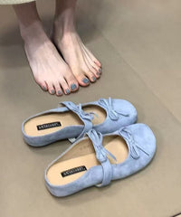 French Yellow Bow Splicing Wedge Slide Sandals