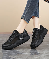 Black Platform Breathable Mesh Stylish Splicing Flat Feet Shoes