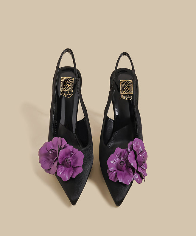 Chic Floral Splicing Stiletto Sandals Yellow Faux Leather