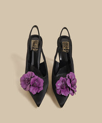 Chic Floral Splicing Stiletto Sandals Yellow Faux Leather