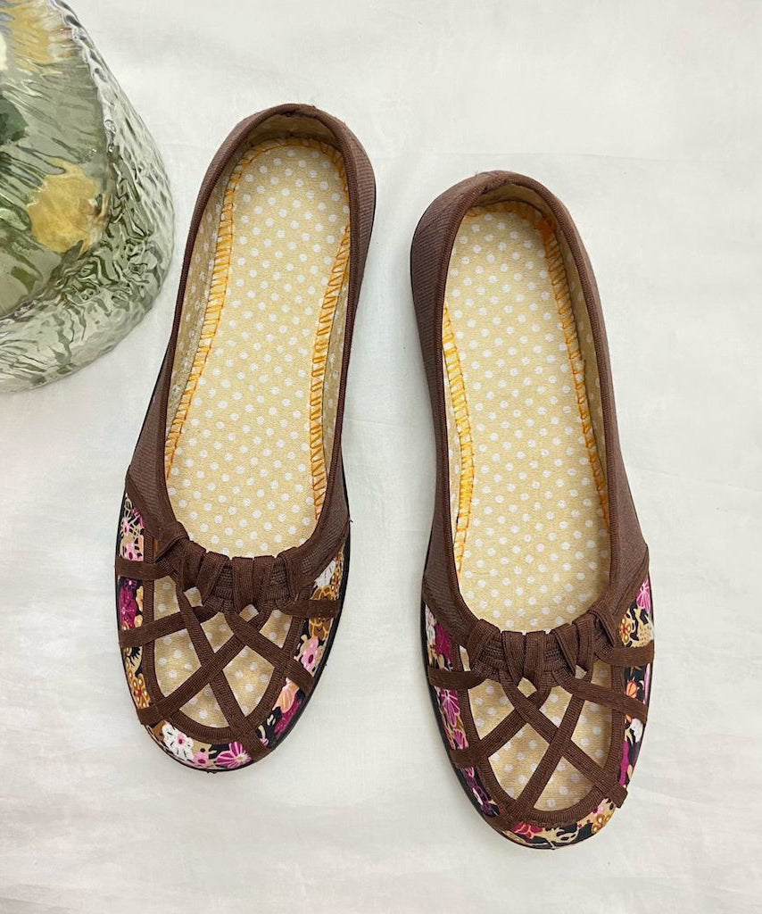 Green Comfortable Splicing Flat Shoes Hollow Out