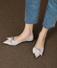 French Black Pointed Versatile Bow Flat Shoes