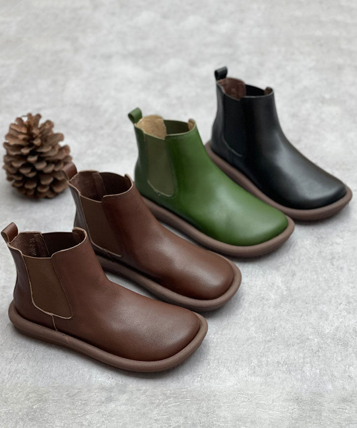 Chocolate Boots Cowhide Leather Shelsea Boots