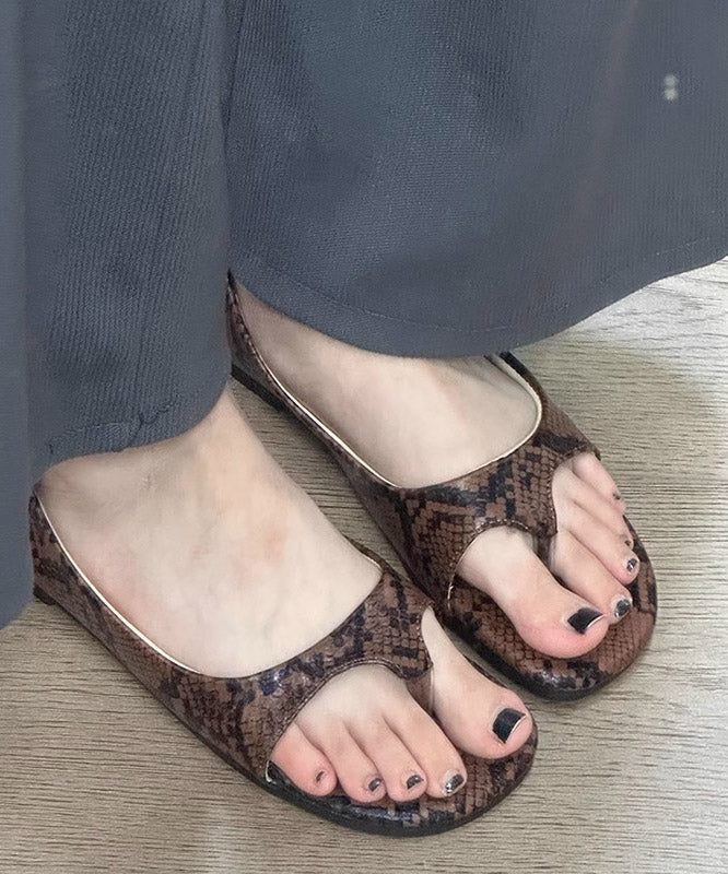 Leopard Faux Leather Thong Sandals