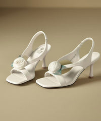 Black Floral Splicing High Heel Sandals Peep Toe