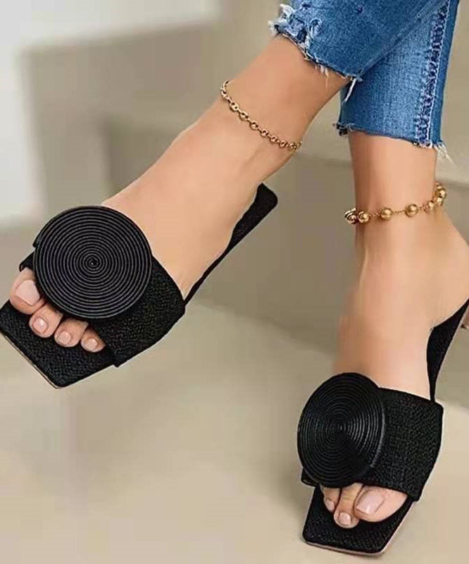 Brown Slide Sandals Faux Leather Boutique Splicing Sequins