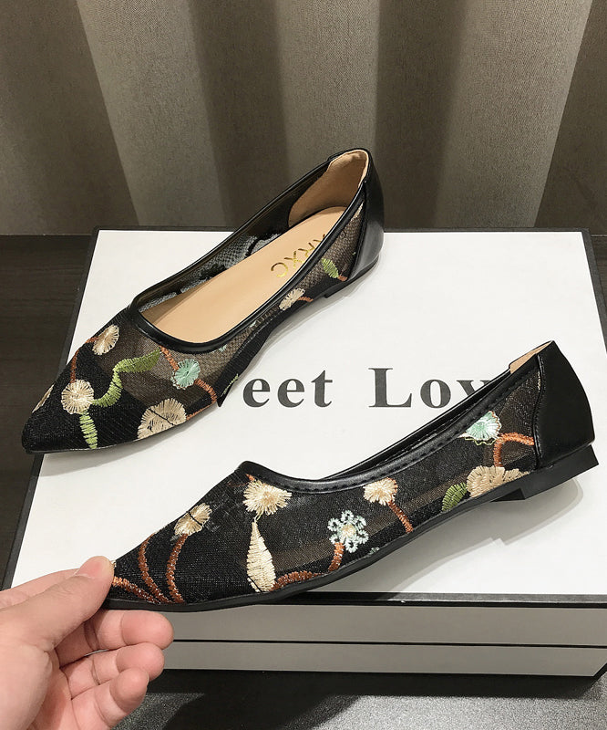 Spring Embroidery Mesh Flat Shoes