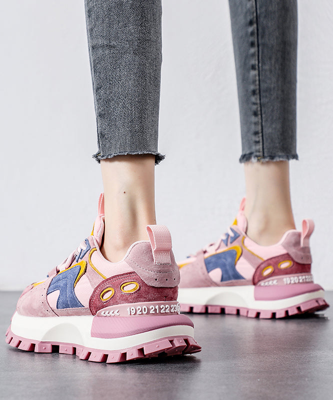 Yellow Platform Suede Comfy Splicing Sport Shoes Lace Up