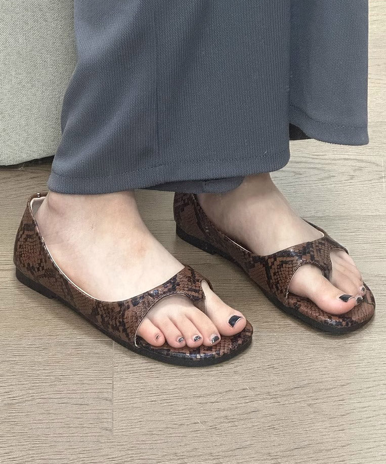 Leopard Faux Leather Thong Sandals