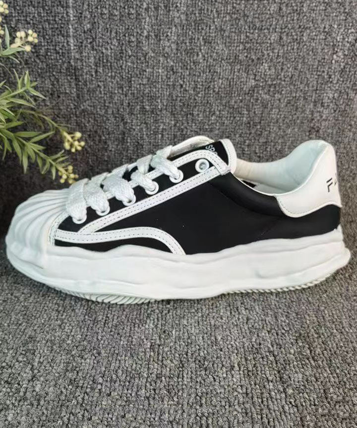 Versatile White Splicing Flat Shoes Cross Strap