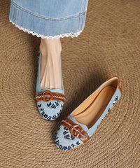 Modern Blue Denim Embroidered Splicing Flat Feet Shoes