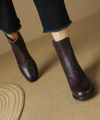 Chunky Boots Black Cowhide Leather