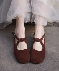 Comfy Flat Feet Shoes Green Suede Cross Strap