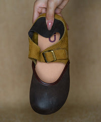 Comfy Splicing Flat Shoes Colorblock Cowhide Leather