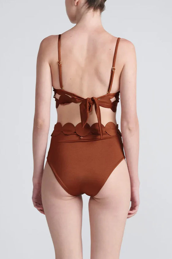 Sling Cutout High-waisted Stretch Bikini Swimsuit