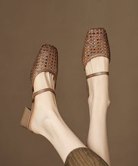 Black Splicing Boutique Chunky Slide Sandals Hollow Out