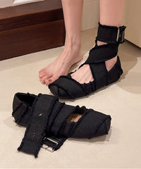 Pink Cross Strap Splicing French Flat Shoes