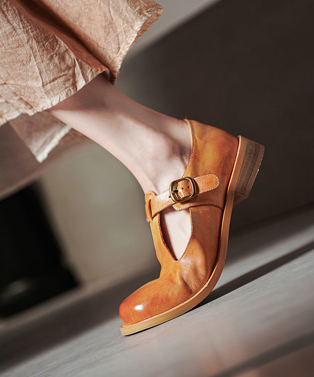 Handmade Splicing Flat Feet Shoes Pink Horsehide Leather