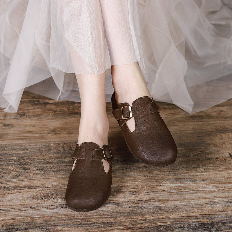 Leather Retro Casual Flat Slippers