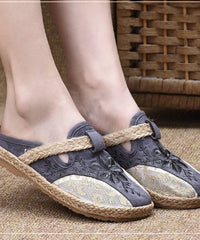 Stylish Light Purple Cotton Fabric Embroideried Splicing Slide Sandals