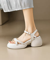 Stylish Rose Splicing Chunky Sandals Peep Toe