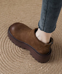 Coffee Zippered Splicing Platform Ankle Boots