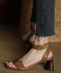 Black Faux Leather Splicing High Heels Sandals Peep Toe